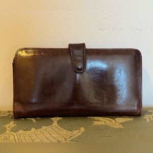 Coach Continental Dark Brown Leather Kiss-lock Women's Wallet